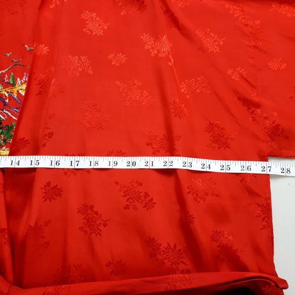 Red Kimono Style Embroidered Robe - Picture 9 of 15